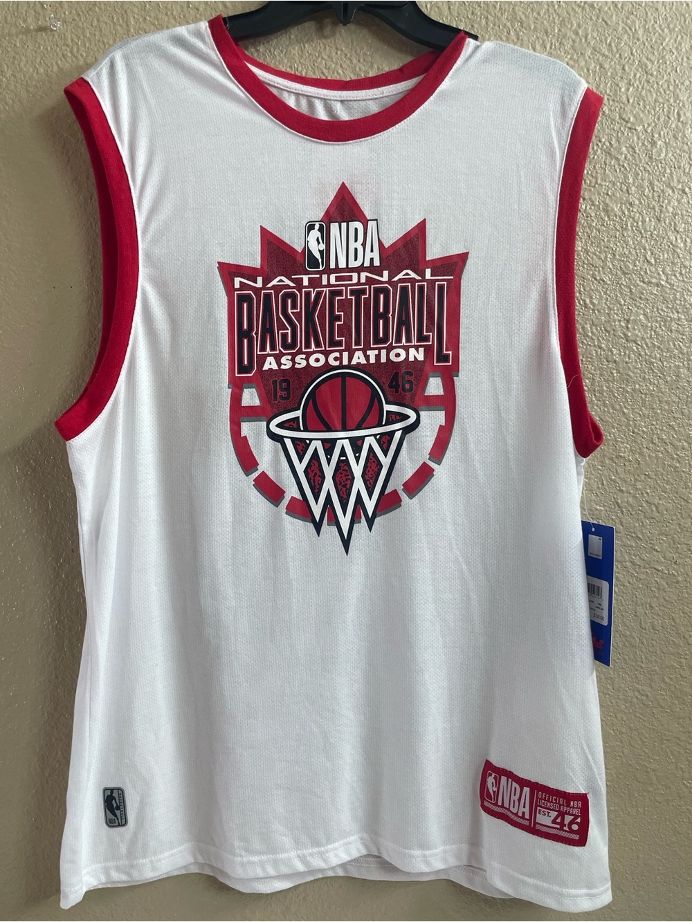 NBA Men’s Basketball Jam Session Muscle Tank White/Red Size L NWT